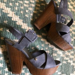 Blue Wood Heels